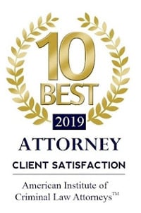 American Institute of Criminal Law Attorneys, 10 Best in Client Satisfaction, 2019